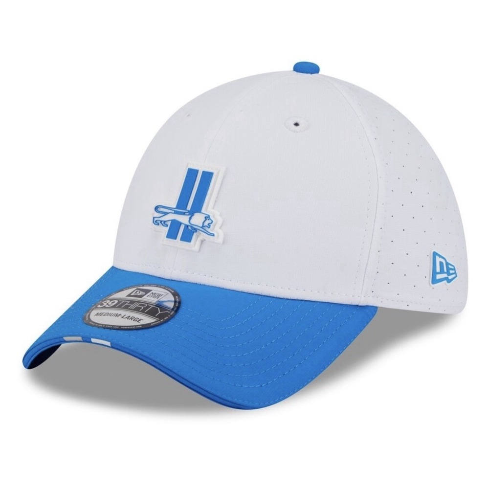 Detroit Lions New Era 2025 NFL Sideline 39THIRTY Flex Fit Hat Throwback Cap S/M